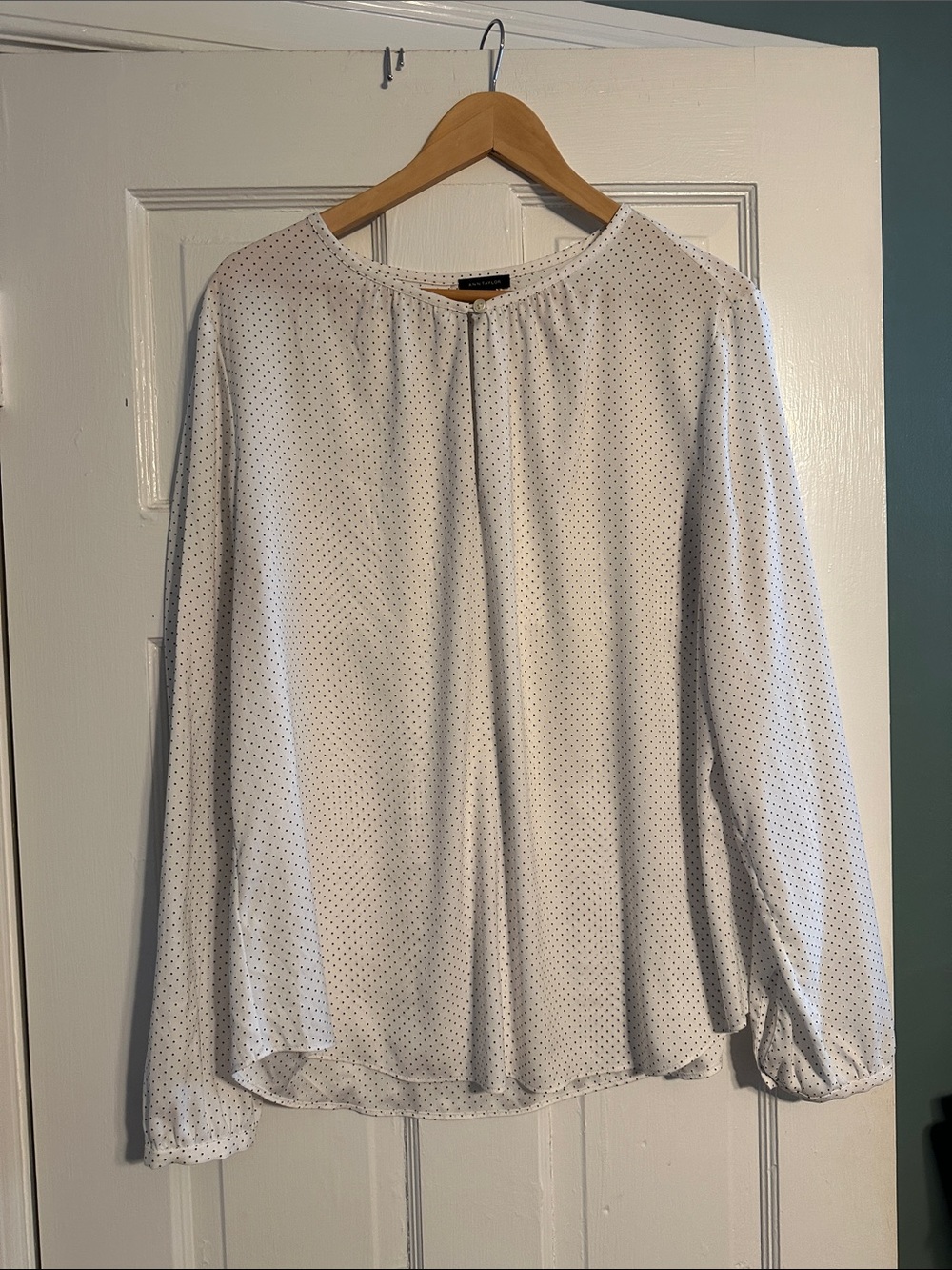 Ann Taylor Women's Polka Dot Long-Sleeve Blouse - White
